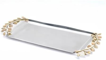 Large Decorative Black & Gold Ginkgo Leaf Tray for Serving Fruits, Appetizers - 2 Tier Centerpiece Home Decor Elegant Serveware Charchuterie Catch All Perfect for Entertaining, Wedding Gifts 11.5x13