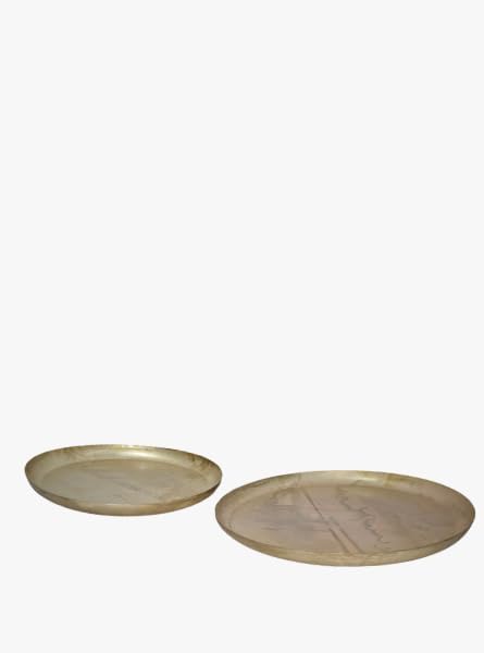 Crackle Finish Tray Silver and Gold, Round Decorative Iron Serving Tray for Drinks, Appetizers or Décor, Available in Medium and Large (Large)