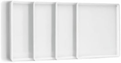 Stone Lain Grace Stoneware Appetizer Plate Set, Includes 4 Plates, White