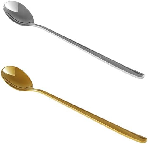 Silverware Set, 1/4/6/8/10/12 Pcs Korean 304 stainless steel long handle spoon stirring spoon hotel dessert spoon ice cream spoon coffee spoon tableware, Home Cutlery Flatware Set(10 Pieces)