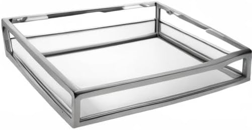 Godinger Decorative Tray, Perfume Tray, Vanity Tray, Square Home Decor Tray - Aspen Collection, Silver, 8"x8"