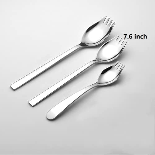 6-pack Stainless Steel Sporks for Everyday Use, Back to school lunch supplies Camping Hiking Heavy Duty Flatware set,7.6-inch (M)