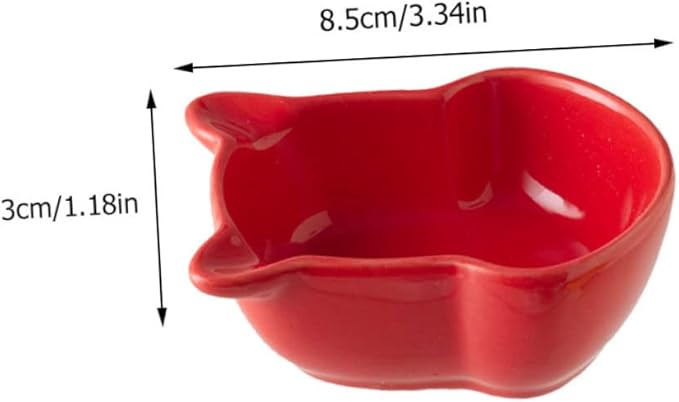 4 Pcs Ceramic Saucer Dish Food Tray Saucers Bowl Appetizer Plates Ceramic Dip Bowls Dipping Sauce Dish Bear Shaped Saucer Dish Seasoning Dipping Dish Tableware Ceramics Red Sushi