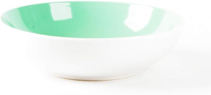 Stoneware Coupe Shape 18pc Dinnerware Set, Outside White + Inside Teal
