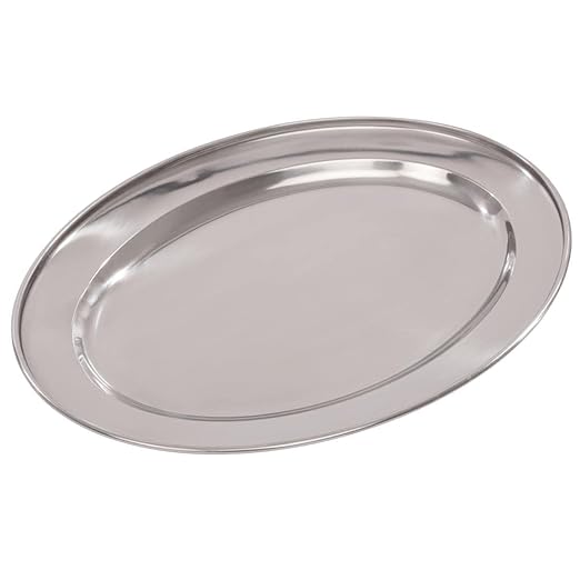 Olympia K363 Oval Serving Tray 12In/289mm Stainless Steel Platter, Silver