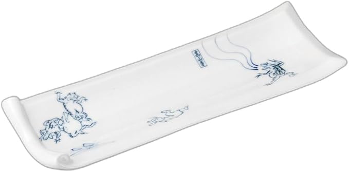 セトモノホンポ(Setomonohonpo) Choju-giga Scroll Shaped Dish (10.0 x 3.6 x 1.1 inches (25.5 x 9.2 x 2.8 cm) | Appetizer Plate |