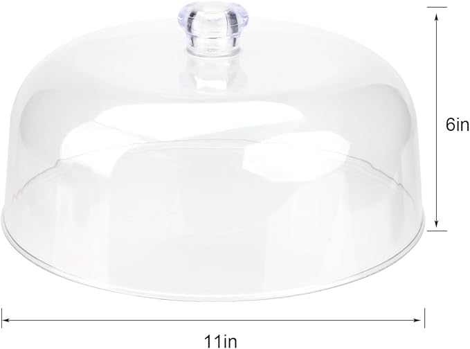 11 Inch Clear Cake Dome Cover, Acrylic Round Cake Stand Cover, Pastry Display Cloche for Food Plastic, Cake Cover Lid for Cake Stand Cake Plate Display Serving Platter, without Base