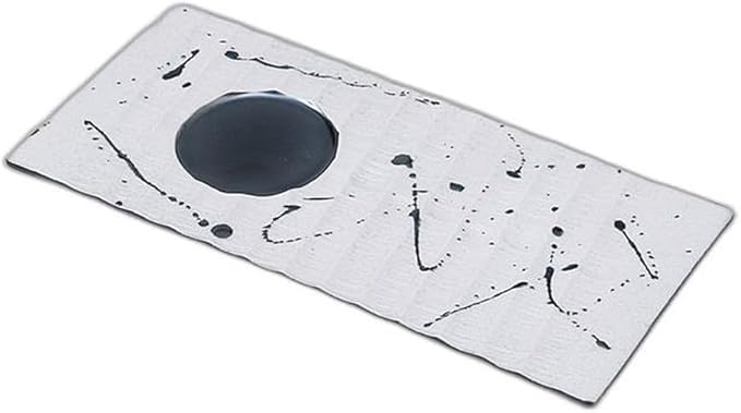Black Skipping Raster Black Glazed Oblong Appetizer Plate, 10.6 x 4.9 x 0.6 inches (26.8 x 12.4 x 1.5 cm) | Appetizer Plate Setomonohonpo