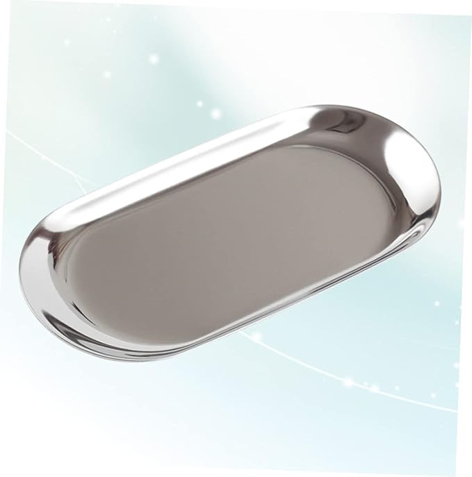 Nordic Style Jewelry Storage Serving Tray Large Silver Trinket Holder Metal Snack Dish
