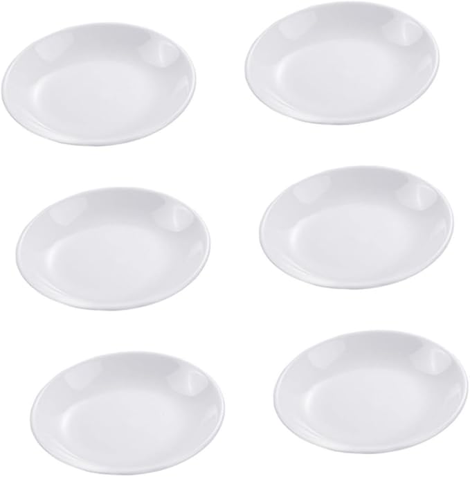 6pcs Ceramic Sauce Plates for Dipping Condiments White Seasoning Dishes for Snacks Appetizers and Desserts Dining Table