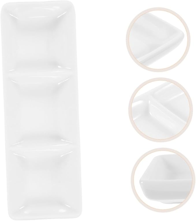 8pcs Ceramic Divided Sauce Dish Compartment Appetizer Tray for Snacks and Dipping Sauces Minimalist Serving Bowl for Casual and Formal Gatherings