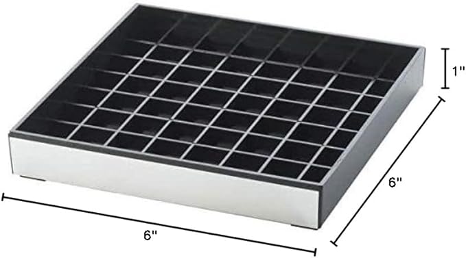CalMil Square Drip Tray, Silver Face, 6 x 6 inch - 12 per case.