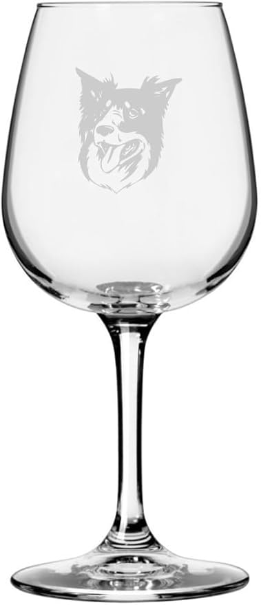 Etched Laser Art Border Collie (Alternate) Customized Personalized Dog Themed Etched 12.75oz Wine Glass Custom Dog Breed Wine Glasses for Pet Lovers, Personalized Birthday Gift for Men & Women