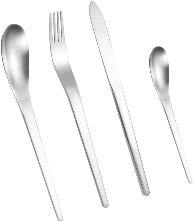 4 Pack Cutlery Set Stainless Steel Flatware Silverware Set Knife Fork Spoon Mixed Cutlery Set, Dishwasher Safe for Home Restaurant Hotel Gift Silver