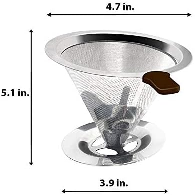 Mixpresso Pour Over Coffee Cone Dripper with Cup Stand - Paperless and Reusable Coffee Maker Filter