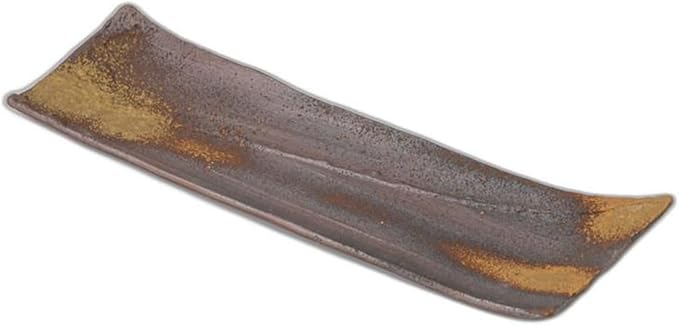 Horyu Bizen Long Plate, 13.6 x 3.9 x 1.2 inches (34.5 x 10 x 3 cm) | Sanma Plate, Ceramic, Setomonohonpo