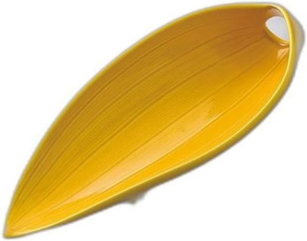 Yellow Glazed Sasabune 7.5 Appetizer Plate, 9.3 x 3.5 x 1.8 inches (23.5 x 8.8 x 4.5 cm) | Appetizer Plate, Reinforced Porcelain, Setomonohonpo