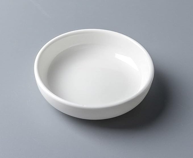 4pcs White Ceramic Seasoning Dishes Dipping Bowls Appetizer Plates,3.8 inch