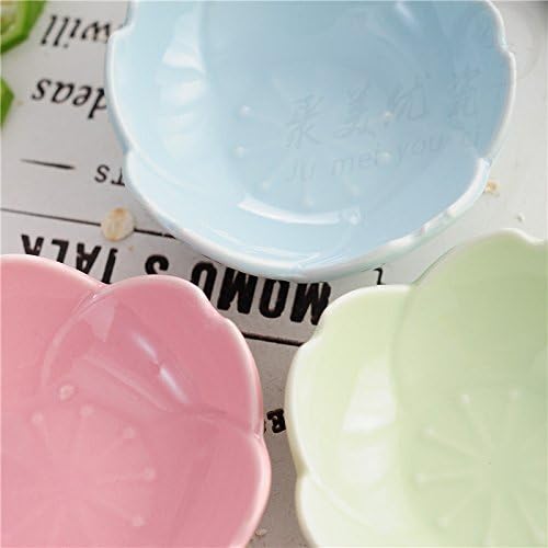 4pcs Ceramic Flower Shape Sauce Dish Seasoning Dishes Sushi Dipping Bowl Appetizer Plates Serving Dish Saucers Bowl