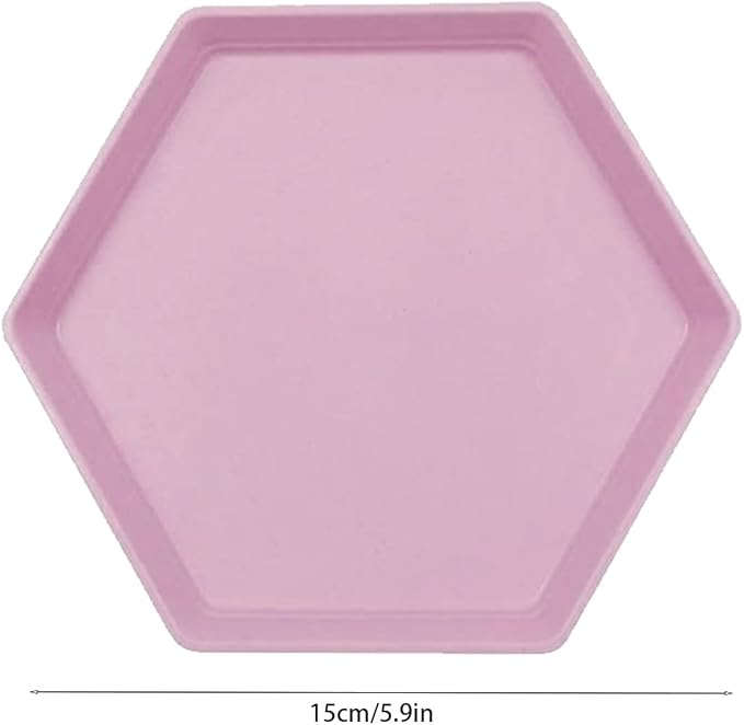 Incauca 5 Pack 6 Inch Lightweight Mini Wheat Straw Plates, Reusable Hexagon Dessert Plates, Small Saucers Plates, Plastic Side Dish Plates for Serving Snack Appetizer Salad Fruit, Assorted Colors