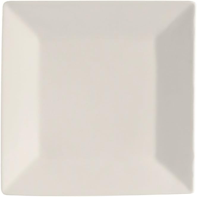 CAC China Square 6-Inch American White Stoneware Square Plate, Box of 36