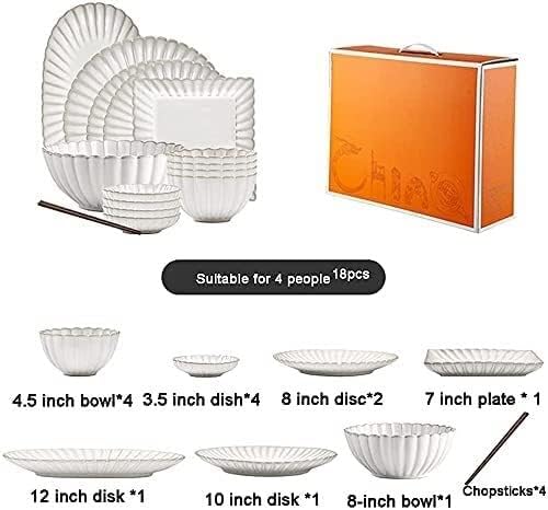 Dinnerware Set Luxury Family Dinner Service Set, 26 Pcs Dinnerware Sets, Porcelain Tableware Set with Plates and Bowls, White Ceramic Dinner Set for Home Kitchen and Dinning (One Color 18pcs)