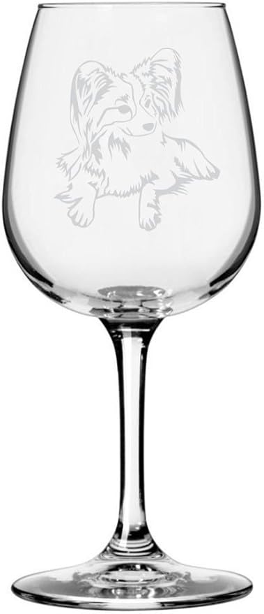 Etched Laser Art Personalized Dog Themed Etched Wine Glass - Custom Dog Breed Wine Glasses, Ideal for Pet Lovers, Unique & Personalized Birthday Gift for Men & Women - Papillon Customized, 12.75 oz