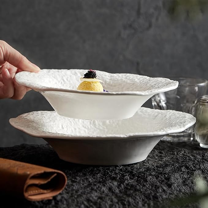 Appetizer Plates Ceramic Tableware Western Dinner Plate Deep Plate Soup Plate Bowl Decoration Cheap Plates (A)
