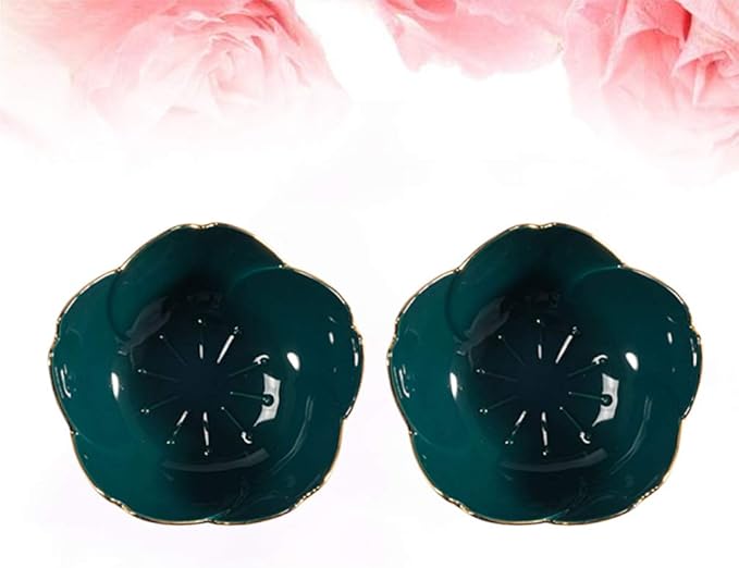 Handmade Soup Bowl, Ceramic Bowl, 2pcs Sauce Dishes Ceramic Seasoning Dipping Bowl Flower Shape Sushi Soy Dipping Bowl Appetizer Plates Serving Dish for Kitchen Home (Blue) Sushi Plates ( Color : Pink