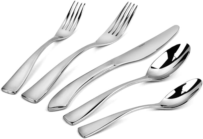 Oneida Curva 20 Piece Fine Flatware Set, 18/10 Stainless, Service for 4