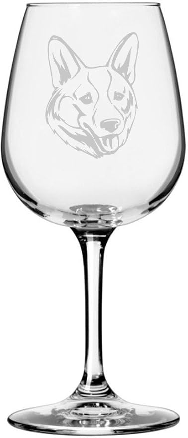 Etched Laser Art Cardigan Welsh Corgi (Alternate) Personalized Dog Themed Etched 12.75oz Wine Glass Custom Dog Breed Wine Glasses for Pet Lovers, Personalized Birthday Gift for Men & Women