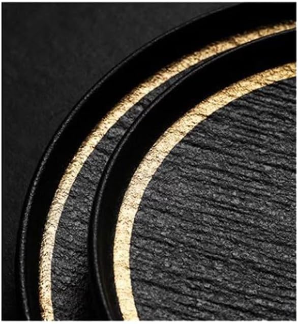 SONGCHAO Party Supplies Black Quicksand Steak Dinner Plate Frosted Western Dinner Plate Ceramic Pasta Plate Light Luxury Dish Plate Home Plate Party Plates (Color : A, Size : Medium)
