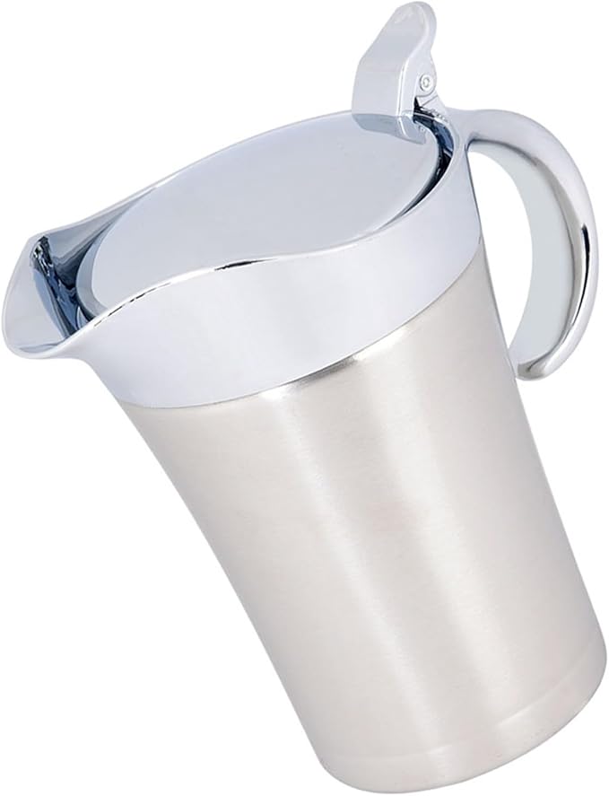 BORDSTRACT 304 Stainless Steel Thermal Gravy Boat, Double Insulated Sauce Pot, Mini Exquisite Compact Sauce Jug with Cap(S,450ml) (Large size 750ml)