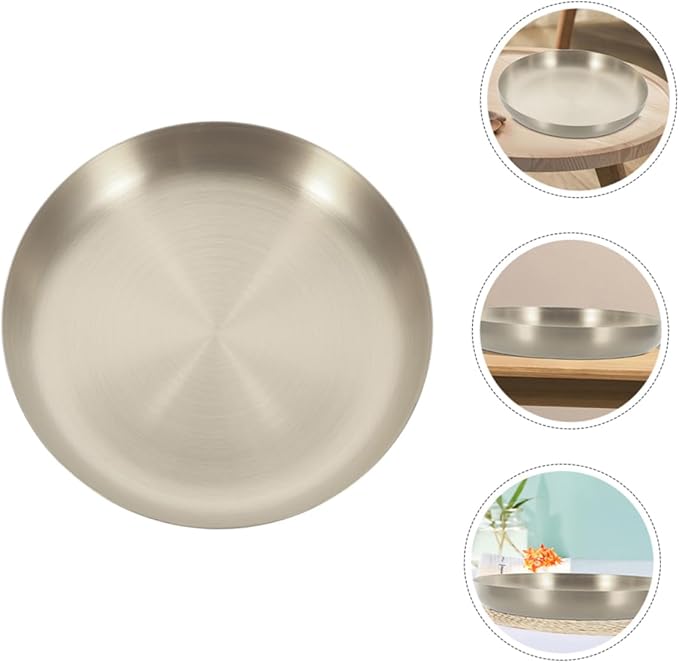 Cabilock Stainless Steel Food Plate Modern Steak Serving Tray for Parties Gatherings and Restaurants and Easy to Clean for Snacks Fruits and Desserts
