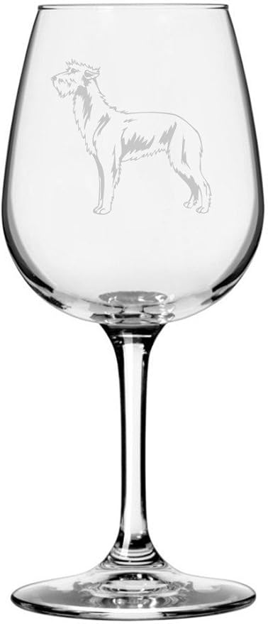 Etched Laser Art Personalized Dog Themed Etched Wine Glass - Custom Dog Breed Wine Glasses, Ideal for Pet Lovers, Unique Birthday Gift for Men & Women, Personalized Gift - Scottish Deerhound, 12.75 oz