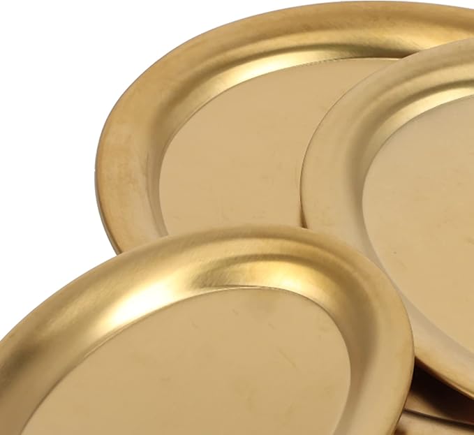 Dessert Tray, 3pcs Stainless Steel Dessert Tray Mirror Polishing Process Snack Jewelry Display Tray Serving Tray for Home Cafe (Gold)