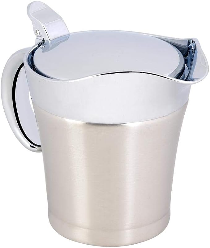 450ml/15oz Gravy Boat, Stainless Steel Double Wall Insulated Thermal Sauce Gravy Jug with Cover, Gravy Boat for Gravy Salad Custard Cream Sauce and so on