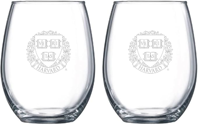 Satin Frost Logo Wine or Beverage Glass Set of 2 (Harvard)