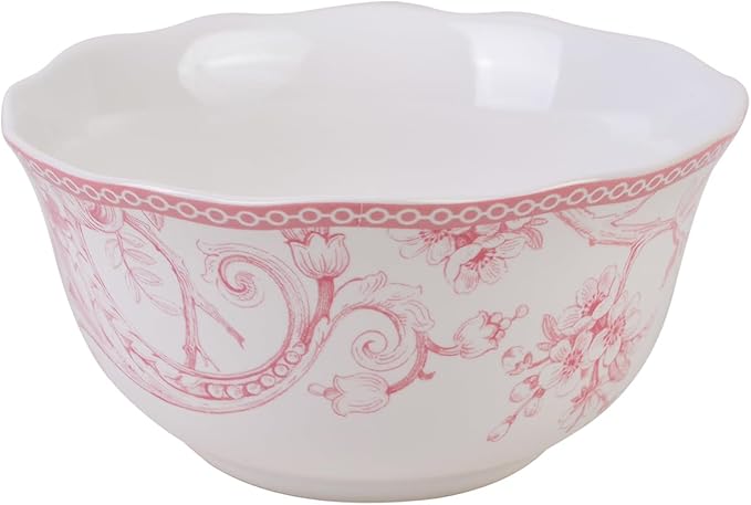 222 Fifth Adelaide Blush 12-Piece Pink Porcelain Dinnerware Set – Service for 4, Plate & Bowl Set, White with Pink Floral Pattern, for Daily Dining & Entertainment, Microwave & Dishwasher Safe