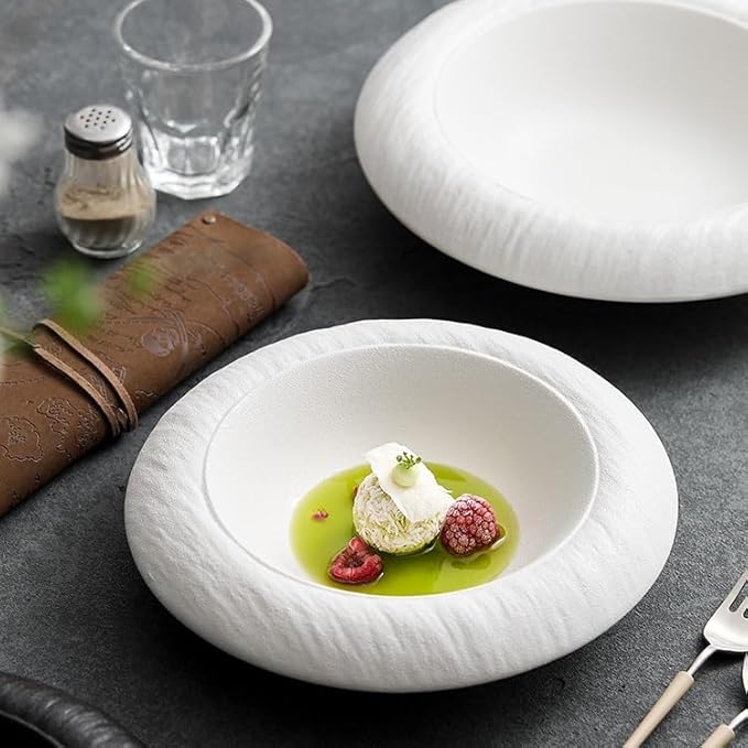 Modern Large Dinner Plates 9-inch Cooking Bowl Straw Hat Ceramic Plate Western Food Simple Salad Home Appetizer Dessert Cake Tableware Stackable Dinner Plates