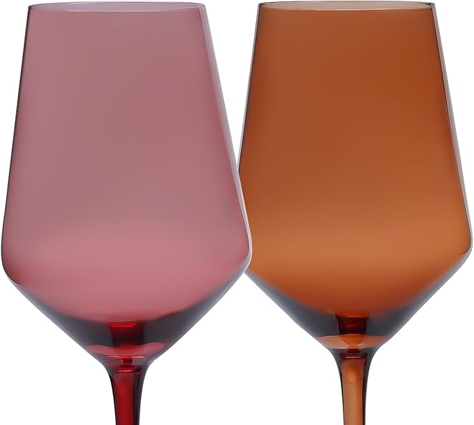 Colored Wine Glasses Set of 4-15oz Wine Glass, Hand Blown Crystal Red Wine or White Wine Glass, Gifts for Women, Men, Wedding, Anniversary, Christmas, Birthday, Gift Packaging