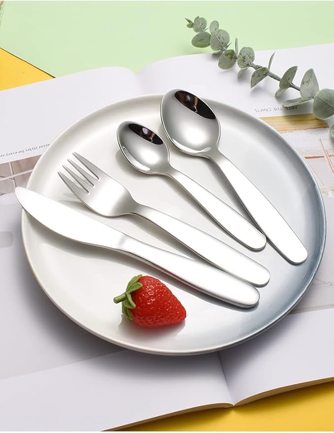 Stainless Steel Customized Rainbow Kids Silverware 2/3/4 Pieces Set,Engraving Name Knife Forks Spoon Set,Personalized Children's name tableware, Customized Flatware Set Silver