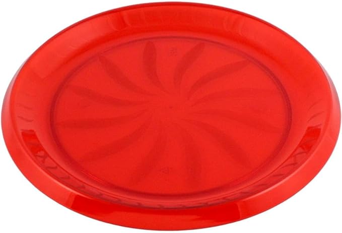 Red Plastic Swirl Round Tray (12") 1 Pc. - Eye-Catching Design, Perfect Serving Platter for Entertaining, Parties, Catering, & More