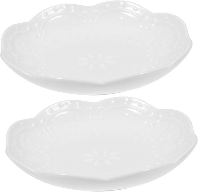 2sets Elegant Ceramic Dipping Sauce Bowls Embossed Seasoning Dish for Appetizers for Soy Sauce Oil and Condiments for Tea and Dinner Parties 2pcs*2