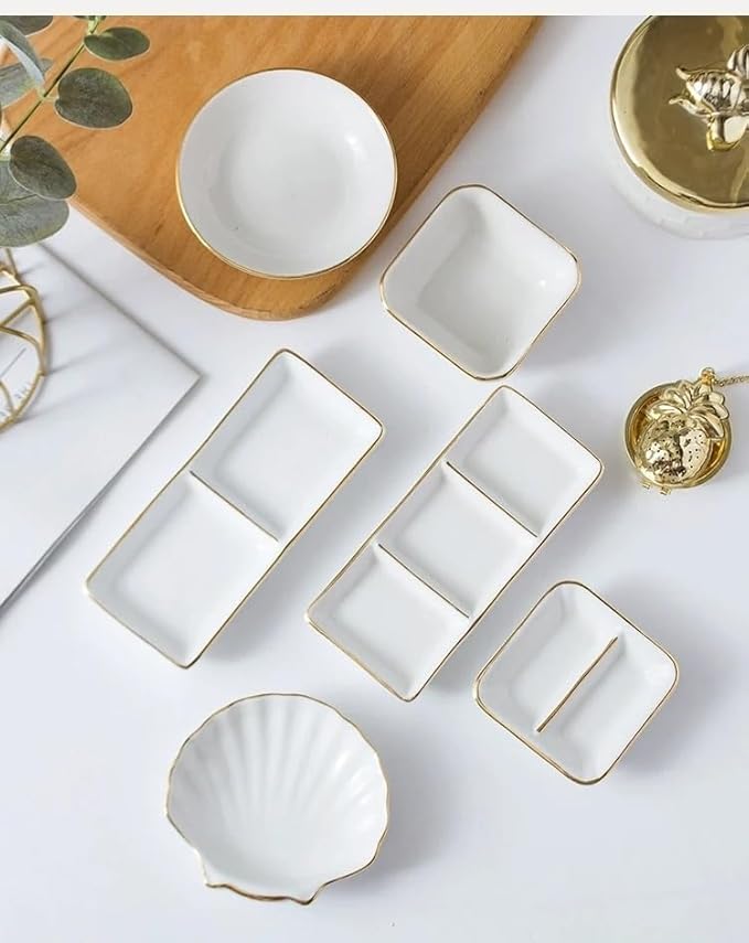 Appetizer Plates Ceramic Seasoning Dish Frame Dish Restaurant Flavor Dish Vinegar Dish Soy Sauce Dish Dip Dish Tableware for Condiment