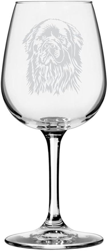 Etched Laser Art Personalized Dog Themed Etched Wine Glass - Custom Dog Breed Wine Glasses for Pet Lovers, Unique Birthday Gift for Men & Women, Personalized Gift - Newfoundland Customized, 12.75 oz
