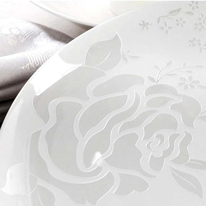 Ceramic Dinnerware Set Kitchen Tableware Dinner Dish Ceramic Plates and Dishes Bowls 58 pcs Combination Dishes Set (White)