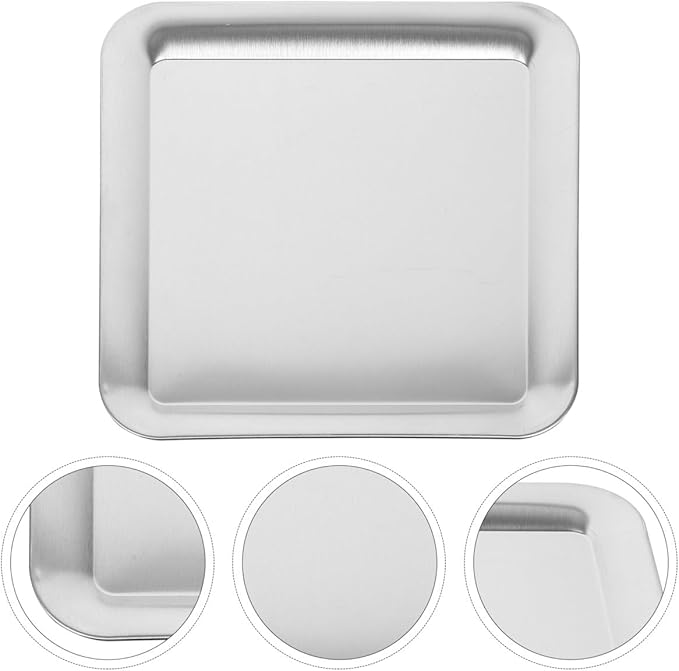 PRETYZOOM Serving Tray Thick Stainless Steel Tray Food Serving Cake Storage Plate Party Dessert Holder Fruit Easy Clean No Stickiness Material