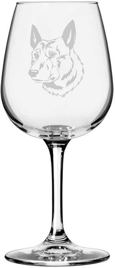 Etched Laser Art Dutch Shepherd Personalized Dog Themed Etched 12.75oz Wine Glass Custom Dog Breed Wine Glasses, Ideal for Pet Lovers, Unique Birthday Gift for Men & Women, Personalized Gift