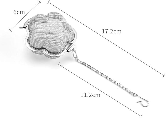 Mayata 2pcs Stainless steel fine mesh seasoning ball kitchen soup spice stew filter kitchen tool metal tea bag tea ball (2pcs Flower Shape),Silver,6cm